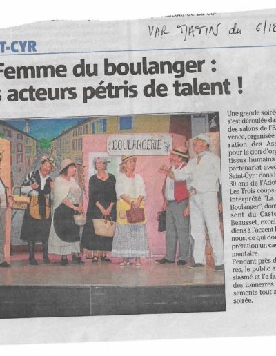 La Femme Du Boulanger à St Cyr Sur Mer Var Matin